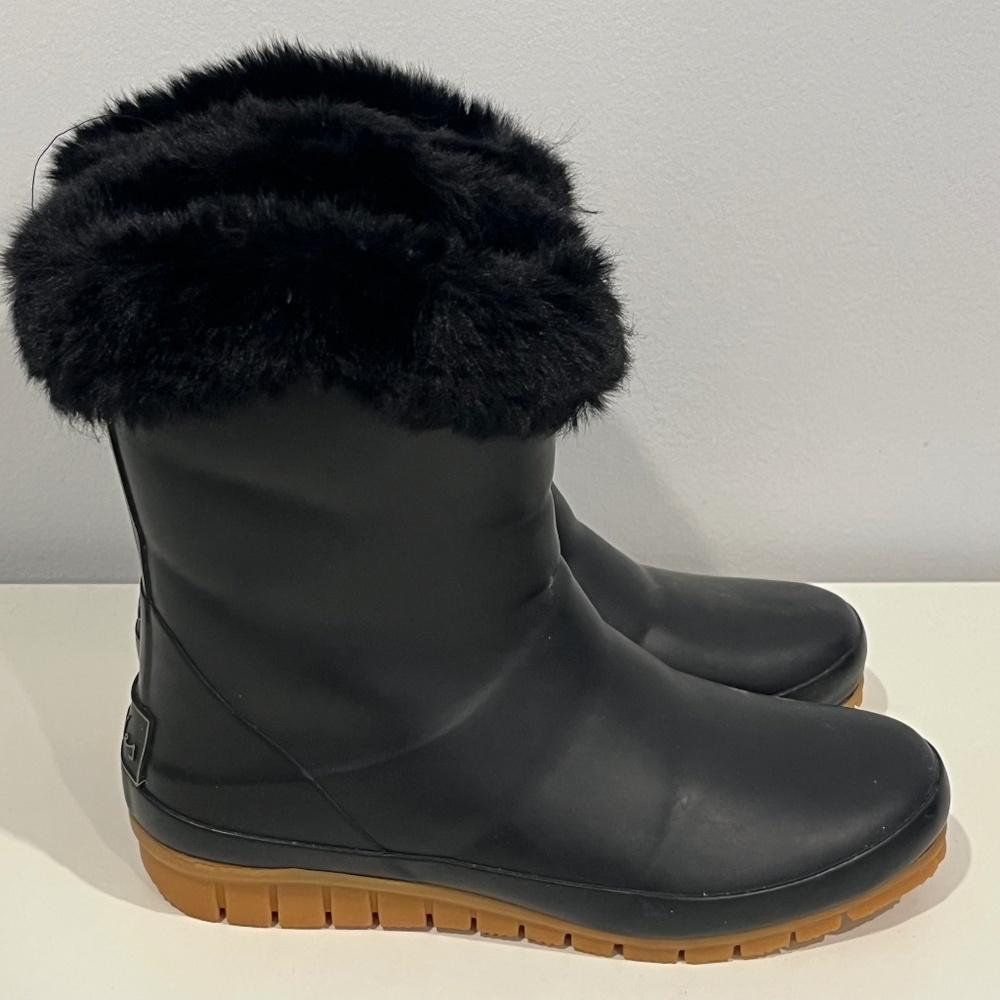 Joules Womens CHILTON Winter Boots Fur Trim Black Size US 9 UK7 Excellent Warm - Picture 9 of 9